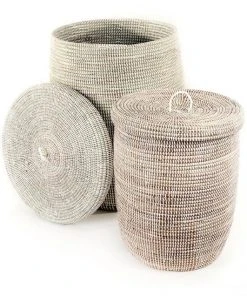 Swahili African Modern White Sand Dune Hamper Set