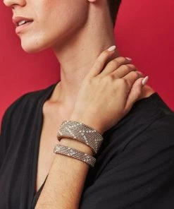 Swahili Coast Design Diamond Dark Blue Beaded Leather Cuff Jewelry