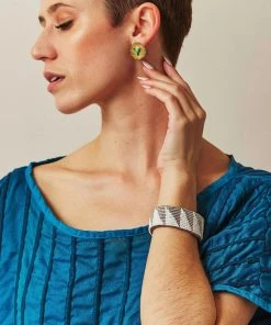 Swahili Coast Design Tri Silver Beaded Leather Cuff Jewelry