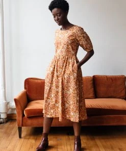 Mata Traders Sydney Paprika Suzani Midi Dress Clothing