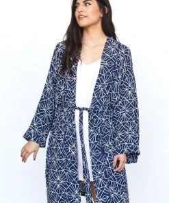 Symbology Sale Art Deco Lounge Robe - Navy + Cream 8 Symbology Sale Art Deco Lounge Robe - Navy + Cream