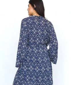 Symbology Sale Art Deco Lounge Robe - Navy + Cream 10 Symbology Sale Art Deco Lounge Robe - Navy + Cream