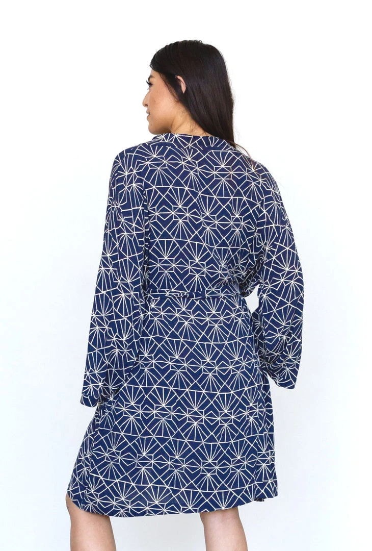 Symbology Sale Art Deco Lounge Robe - Navy + Cream 5 Symbology Sale Art Deco Lounge Robe - Navy + Cream