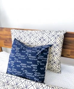 Symbology Best Sellers Art Deco/Stylized Feather Reversible Pillowcase - Navy + Cream