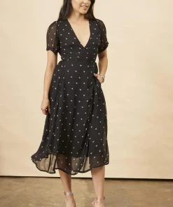 Symbology Baby Cacti Midi Wrap Dress - Black + Cream Best Sellers