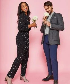 Symbology Baby Cacti Wrap Jumpsuit - Black + Ivory Clothing