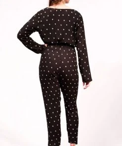 Symbology Baby Cacti Wrap Jumpsuit - Black + Ivory Clothing