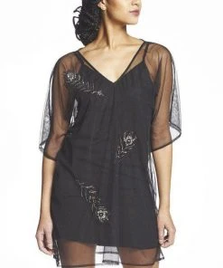 Symbology Sale Beaded Peacock Deep V Caftan