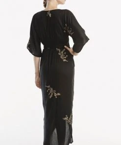 Symbology Best Sellers Cherry Blossom Modal Maxi Wrap - Black + Gold