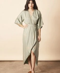 Symbology Sale Cherry Blossom Modal Maxi Wrap - Sage + Gold