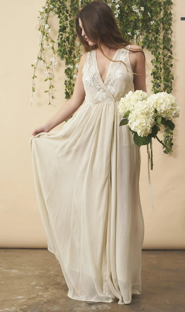 Symbology Floral Embroidered Dress - Cream + Silver Special Occasion 1 Symbology Floral Embroidered Dress - Cream + Silver Special Occasion