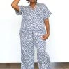 Symbology Geo Starburst Modal Pajama Set - Navy + Cream