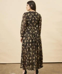 Symbology Hibiscus Flower Empress Maxi - Black + Gold Best Sellers