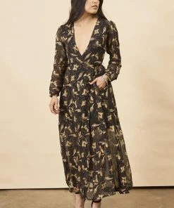 Symbology Hibiscus Flower Empress Maxi - Black + Gold Best Sellers