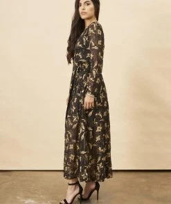 Symbology Hibiscus Flower Empress Maxi - Black + Gold Best Sellers