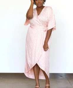 Symbology Modal Leopard Maxi Wrap Dress - Blush + Cream Clothing