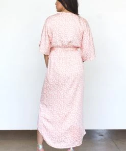 Symbology Modal Leopard Maxi Wrap Dress - Blush + Cream Clothing