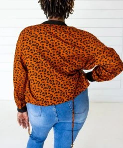 Symbology Leopard Modal Bomber Jacket - Sierra + Black Sale