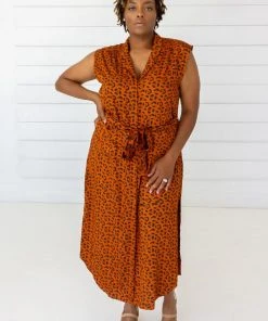 Symbology Leopard Modal Shirtdress - Sierra + Black Sale