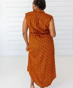 Symbology Leopard Modal Shirtdress - Sierra + Black Sale