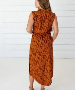 Symbology Leopard Modal Shirtdress - Sierra + Black Sale