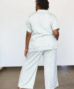Symbology Best Sellers Modal Leopard Pajama Set - Cream + Sage