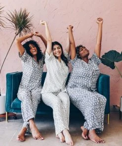 Symbology Best Sellers Modal Leopard Pajama Set - Cream + Sage