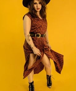 Symbology Leopard Modal Shirtdress - Sierra + Black Sale