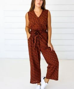 Symbology Clothing Leopard Sleeveless Jumpsuit - Sierra + Black