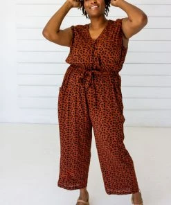 Symbology Clothing Leopard Sleeveless Jumpsuit - Sierra + Black