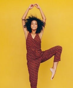 Symbology Leopard Strappy Jumpsuit - Sierra + Black