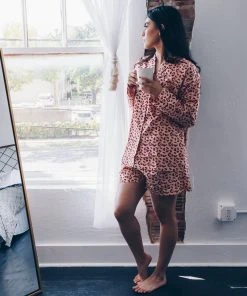 Symbology Best Sellers Leopard Pajama Set - Blush + Berry