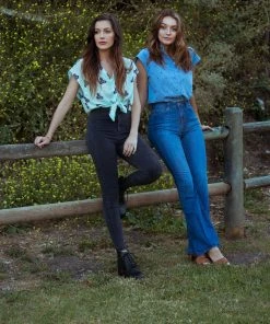 Symbology Printed Iris Blouse In Pale Mint + Blueberry 8 Symbology Printed Iris Blouse In Pale Mint + Blueberry