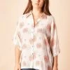 Symbology Seascape Silk Blouse - Cream + Rose Sale