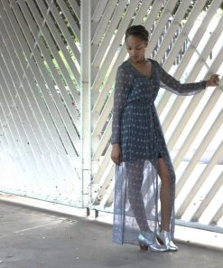 Symbology Sale Starry Nights Chiffon Dress - Smoky Sapphire + Silver