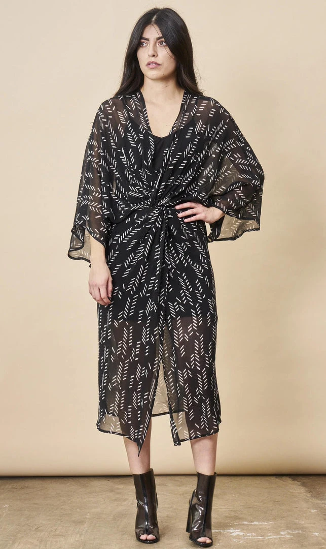 Symbology Stylized Feather Twist Dress - Black + White 1 Symbology Stylized Feather Twist Dress - Black + White