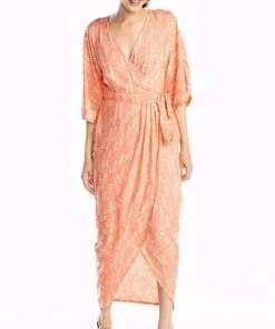Symbology Stylized Modal Maxi Wrap Dress - Peach