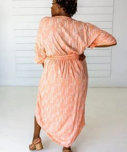 Symbology Stylized Modal Maxi Wrap Dress - Peach