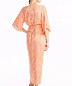 Symbology Stylized Modal Maxi Wrap Dress - Peach