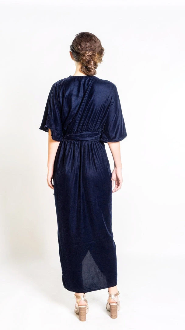 Symbology Special Occasion Velvet Wrap Dress In Midnight Blue Symbology Special Occasion Velvet Wrap Dress In Midnight Blue