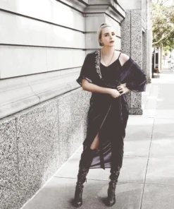 Symbology Special Occasion Velvet Wrap Dress In Midnight Blue 3 Symbology Special Occasion Velvet Wrap Dress In Midnight Blue