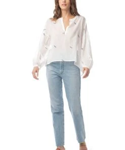 Synergy Organic Clothing Embroidered Amber Top - Tofu White