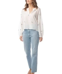 Synergy Organic Clothing Embroidered Amber Top - Tofu White
