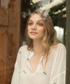 Synergy Organic Clothing Embroidered Amber Top - Tofu White