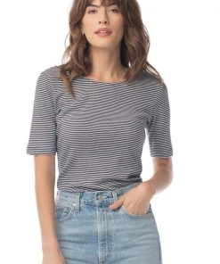 Synergy Organic Clothing Striped Column Tee - Black Sale