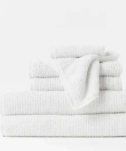 Coyuchi Temescal Ribbed Towels - Alpine White Home Goods