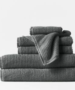 Coyuchi Home Goods Temescal Ribbed Towels - Shadow