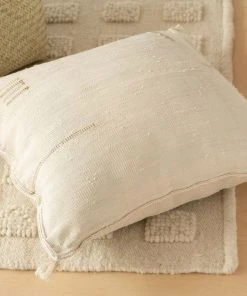 Territory Design Handcrafted Lines Throw Pillow Cover - Cream