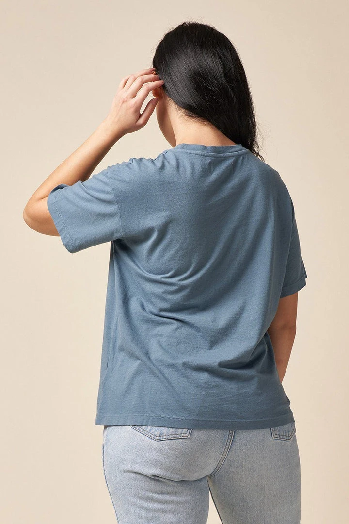 The Standard Stitch Made In USA Boxy Crew - Stone Blue The Standard Stitch Made In USA Boxy Crew - Stone Blue
