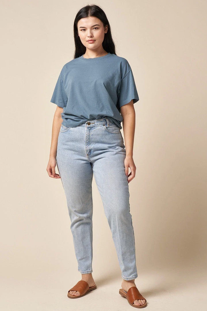 The Standard Stitch Made In USA Boxy Crew - Stone Blue The Standard Stitch Made In USA Boxy Crew - Stone Blue